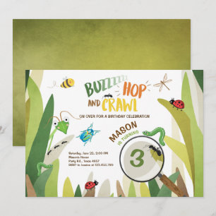 Bug Birthday Invitation Insect Bugs Boy bugging Einladung