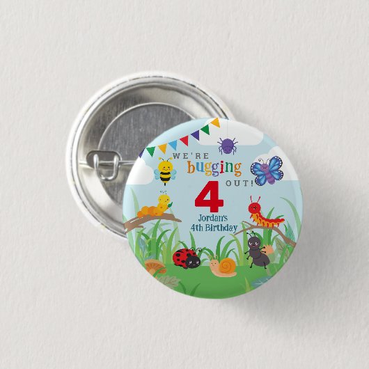 Bug Birthday Niedlich Button (Vorne & Hinten)