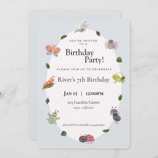 Bug Birthday Party Einladungen (Vorne/Hinten)