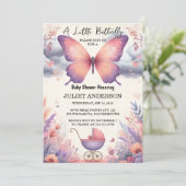 Bug Boho Soft Gllow Live Butterfly Baby Showroom Einladung (Stehend Vorderseite)