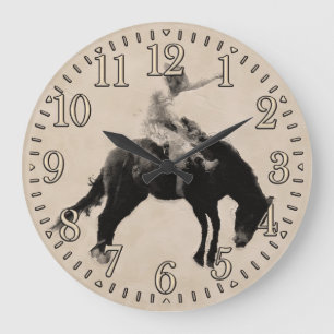 Bug Bronco Rodeo Cowboy Große Wanduhr