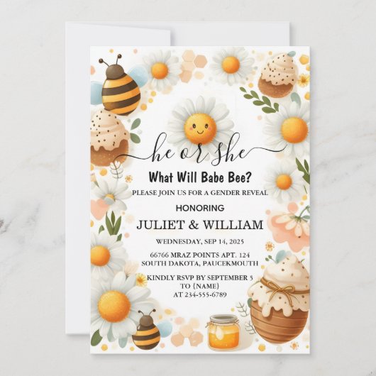 Bug Daisy Bloom Rustikal beschäftigen Bienengeschl Einladung (Vorderseite)