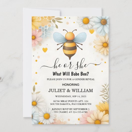 Bug Daisy Bloom Rustikal beschäftigt Bienen Geschl Einladung (Vorderseite)