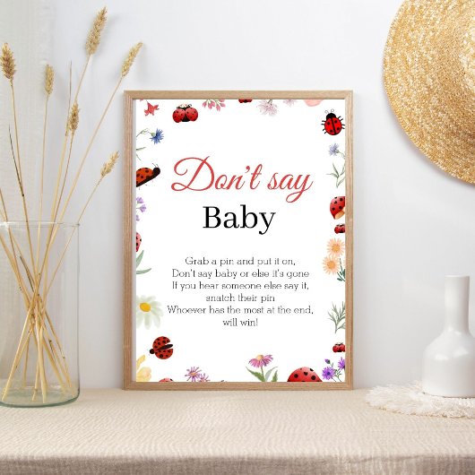 Bug Don't Say Baby Shower Game-Zeichen Poster