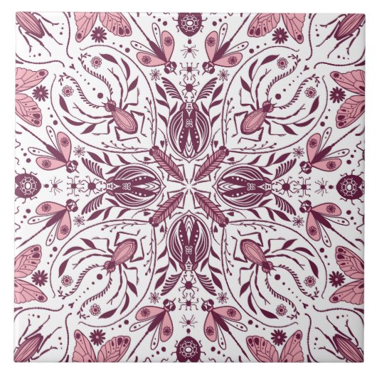 Bug, dunkle Magenta und rosa auf weiß Fliese (Vorderseite)