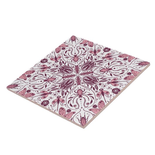 Bug, dunkle Magenta und rosa auf weiß Fliese (Seite)