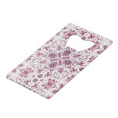Bug, dunkle Magenta und rosa auf weiß Geldbeutel Flaschenöffner (Rückseite Schrägansicht)