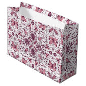 Bug, dunkle Magenta und rosa auf weiß Große Geschenktüte (Vorderseite Schrägansicht)