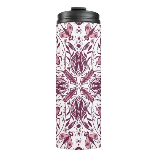 Bug, dunkle Magenta und rosa auf weiß Thermosbecher (Vorderseite)