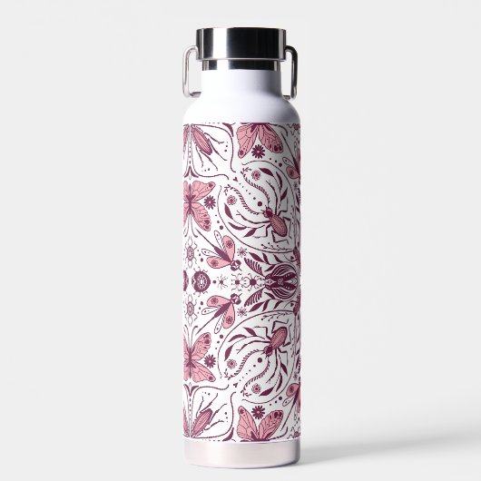 Bug, dunkle Magenta und rosa auf weiß Trinkflasche (Vorne)