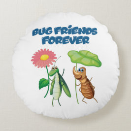 Bug Friends Forever Rundes Kissen