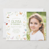 Bug Girl Birthday Foto Einladung Insekt Party (Vorderseite)