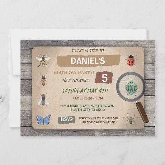 Bug Hunt Birthday Invasion Garten Einladung (Vorderseite)