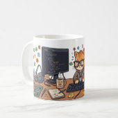 Bug Hunter Katze Programmierer Tasse (Vorderseite Links)