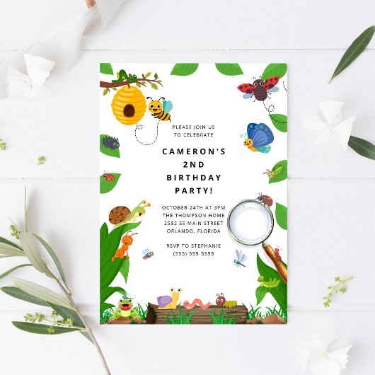Bug Insect Boy Birthday Invitation Einladung