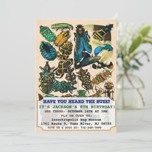 Bug Insect Einladung zum Geburtstag (Stehend Vorderseite)