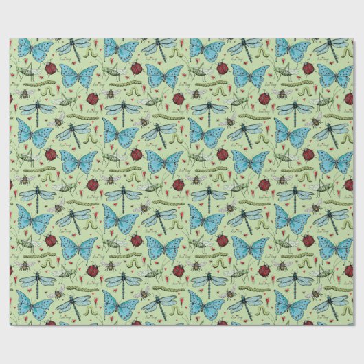 Bug Insekten der niedlichen grünen Liebe für Bug L Geschenkpapier (Flach)