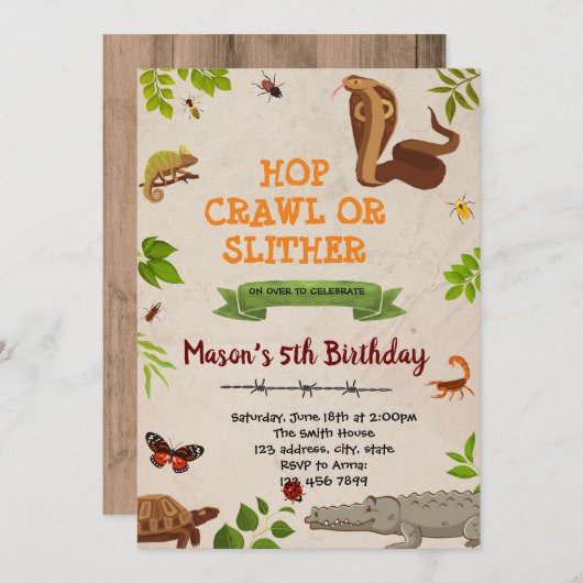 Bug Insektenreptilien-Themenparty Einladung (Vorne/Hinten)