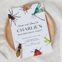 Bug Invitation, Outdoor Birthday, Bug Party, Creep