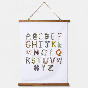 Bug Kinderzimmer Decor - Insect Alphabet Wandteppich Mit Holzrahmen