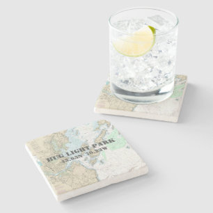 Bug Light Park, Maine Authentic Boating Chart Steinuntersetzer