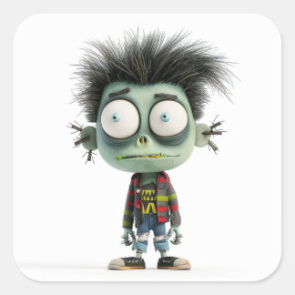 Bug-Mit Augen Benny - Quirky Zombie Kid Quadratischer Aufkleber