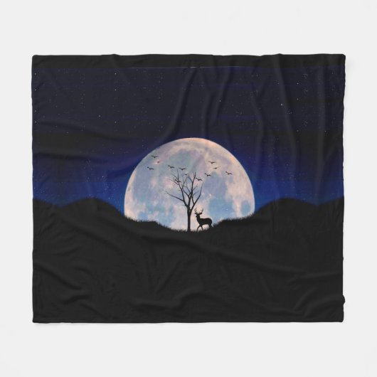Bug mit Big Rack gegen Vollmond Fleecedecke (Vorderseite (Horizontal))
