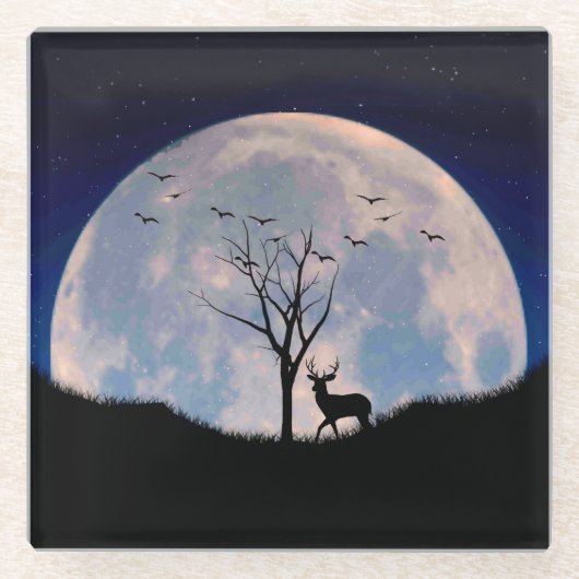 Bug mit Big Rack gegen Vollmond Glasuntersetzer (Vorderseite)