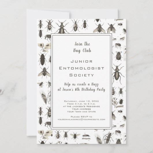 Bug oder Insektenthema Geburtstagsparty (Vorderseite)