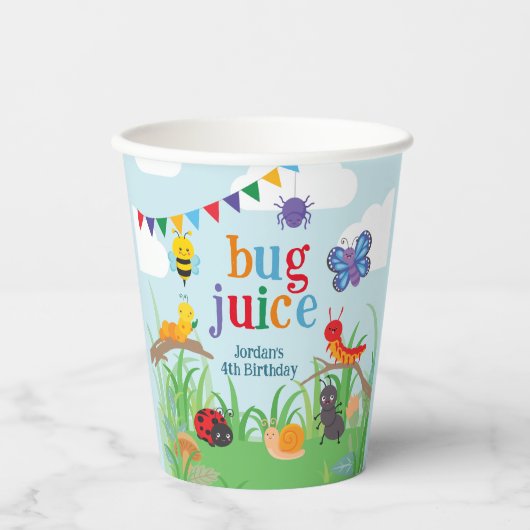 Bug Party Bug Juice Birthday Niedlich Paper Cup Pappbecher (Vorderseite)