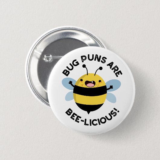 Bug Puns sind ein bizarres, lustiges Bienenpun Button (Vorne & Hinten)