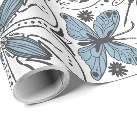 Bug, schwarz und blau geschenkpapier (Rolleneckpunkt)