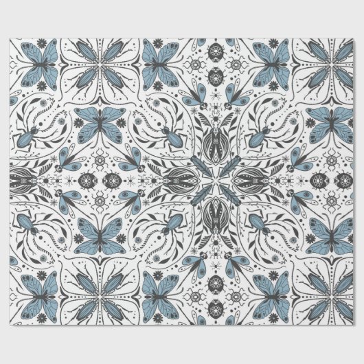 Bug, schwarz und blau geschenkpapier (Flach)