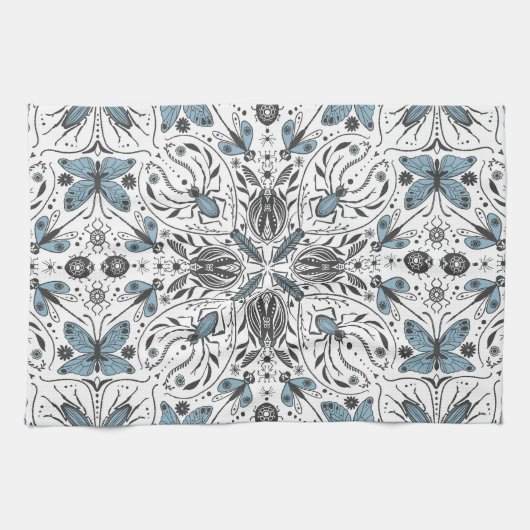 Bug, schwarz und blau geschirrtuch (Horizontal)