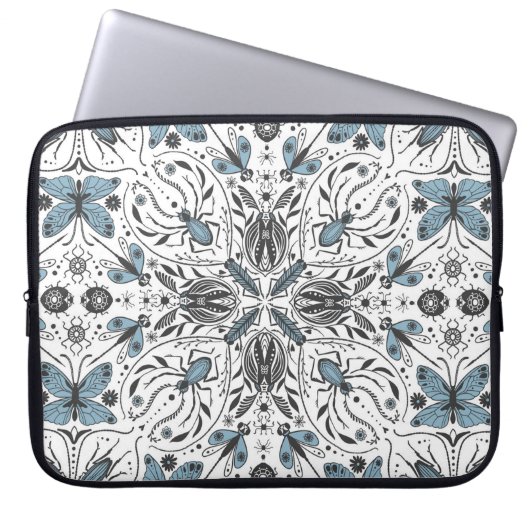 Bug, schwarz und blau laptopschutzhülle (Vorderseite)