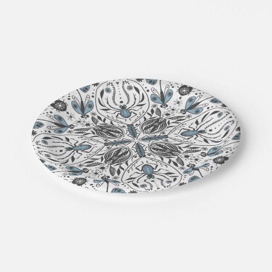 Bug, schwarz und blau pappteller (Schrägansicht)