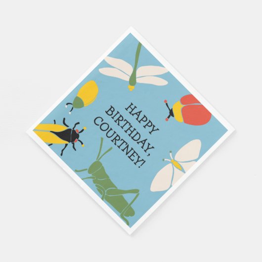 Bug Themed Personalisiert Party Serviette (Ecke)