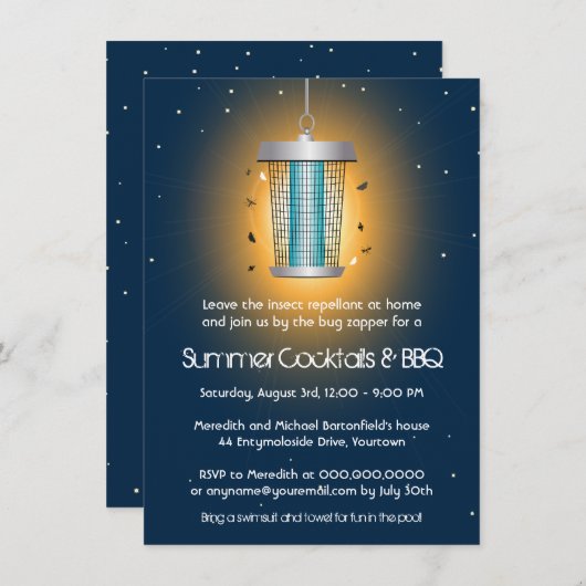 Bug Zapper Summer Party Einladung (Vorne/Hinten)