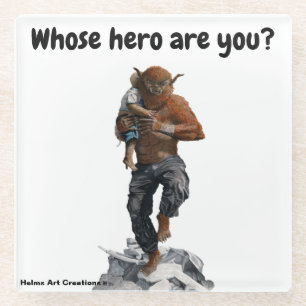 Bugbär Hero Child Rescue Fantasy Glass Untersetze Glasuntersetzer