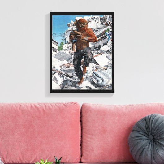 Bugbär Hero Rettung Kinderfantasy Leinwand Print (Insitu (Wohnzimmer))