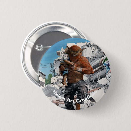 Bugbear hero retcuing Child Fantasy Art Button (Vorne & Hinten)