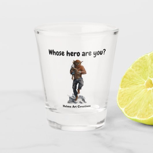 Bugbear hero retcuing Child Fantasy Art Shot Glass Schnapsglas (Vorderseite)
