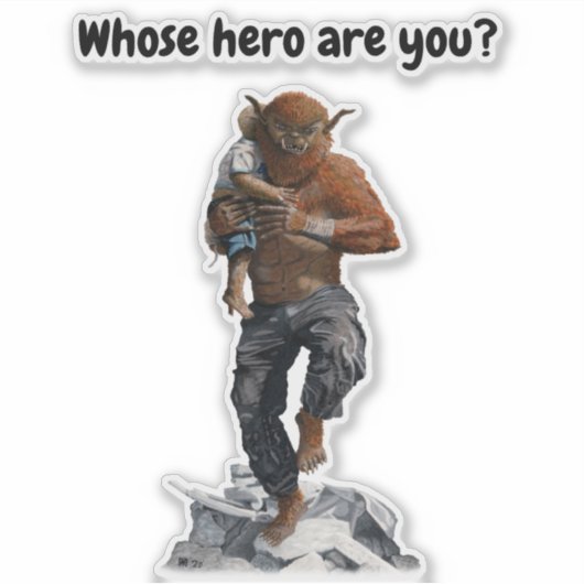 Bugbear Hero Retcuing Child Fantasy Art Sticker (Vorderseite)