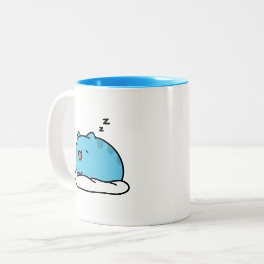 BugCat Capoo cat, Kawaii Comic Katze Schlafen Zweifarbige Tasse (Vorderseite Links)