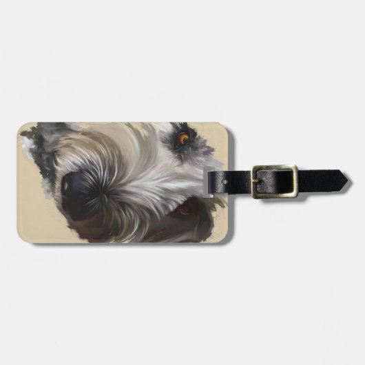 Bügel Labradoodle Gepäckanhänger-w/Leather Gepäckanhänger (Vorderseite horizontal)