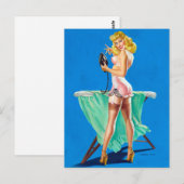 Bügelmädchen Pin Up Postkarte (Vorne/Hinten)