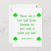 Bügeln Sie niemals ein vierblättriges Kleeblatt... Postkarte (Vorne/Hinten)