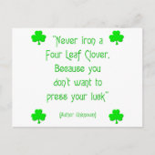 Bügeln Sie niemals ein vierblättriges Kleeblatt... Postkarte (Vorderseite)