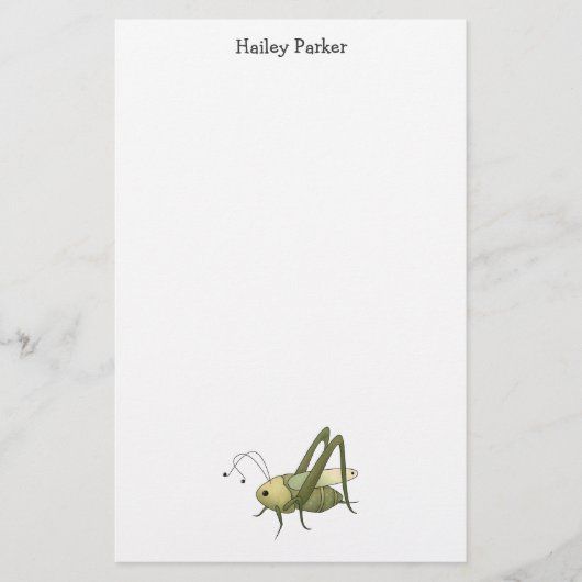 Buggin Sie auch · Heuschrecke Briefpapier (Vorderseite)