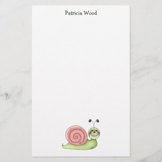Buggin Sie · Grüne u. rosa Schnecke Briefpapier (Vorderseite)
